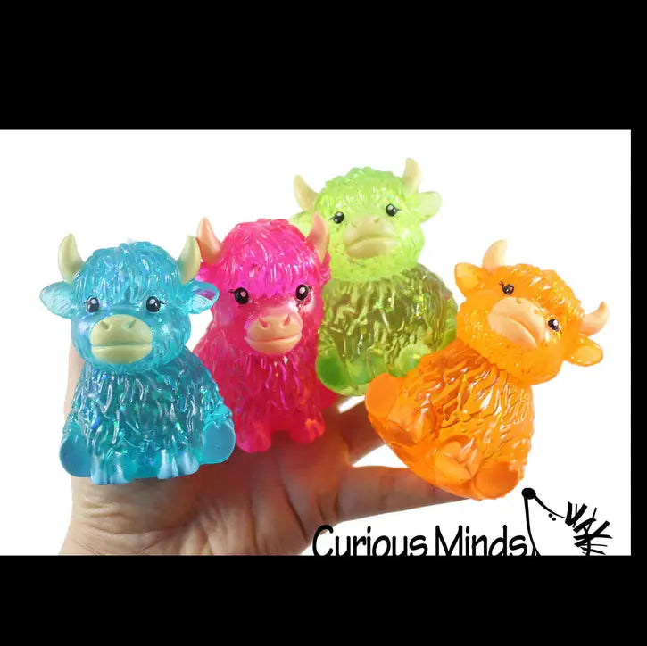 Highland Cow Squishy Toy Clear Sugar with Light Colored Horns - #