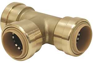 Tee Push-Fit Brass 3/4"x3/4"x1/2" - #19974