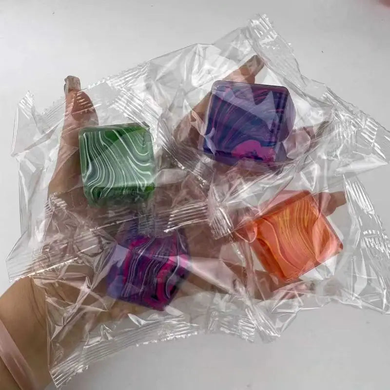 Blue Flow Mark Ice Cube Bagged Squishy Squeeze Toy - #