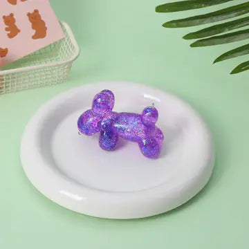 Purple Glitter Balloon Dog Squishy Toy - #32995