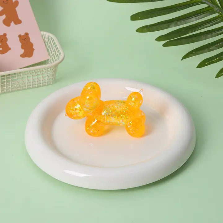 Orange Glitter Balloon Dog Squishy Toy - #33129