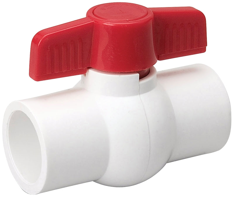 2" PVC Slip Ball Valve - SCH40 - White & Red - ProLine - #25450