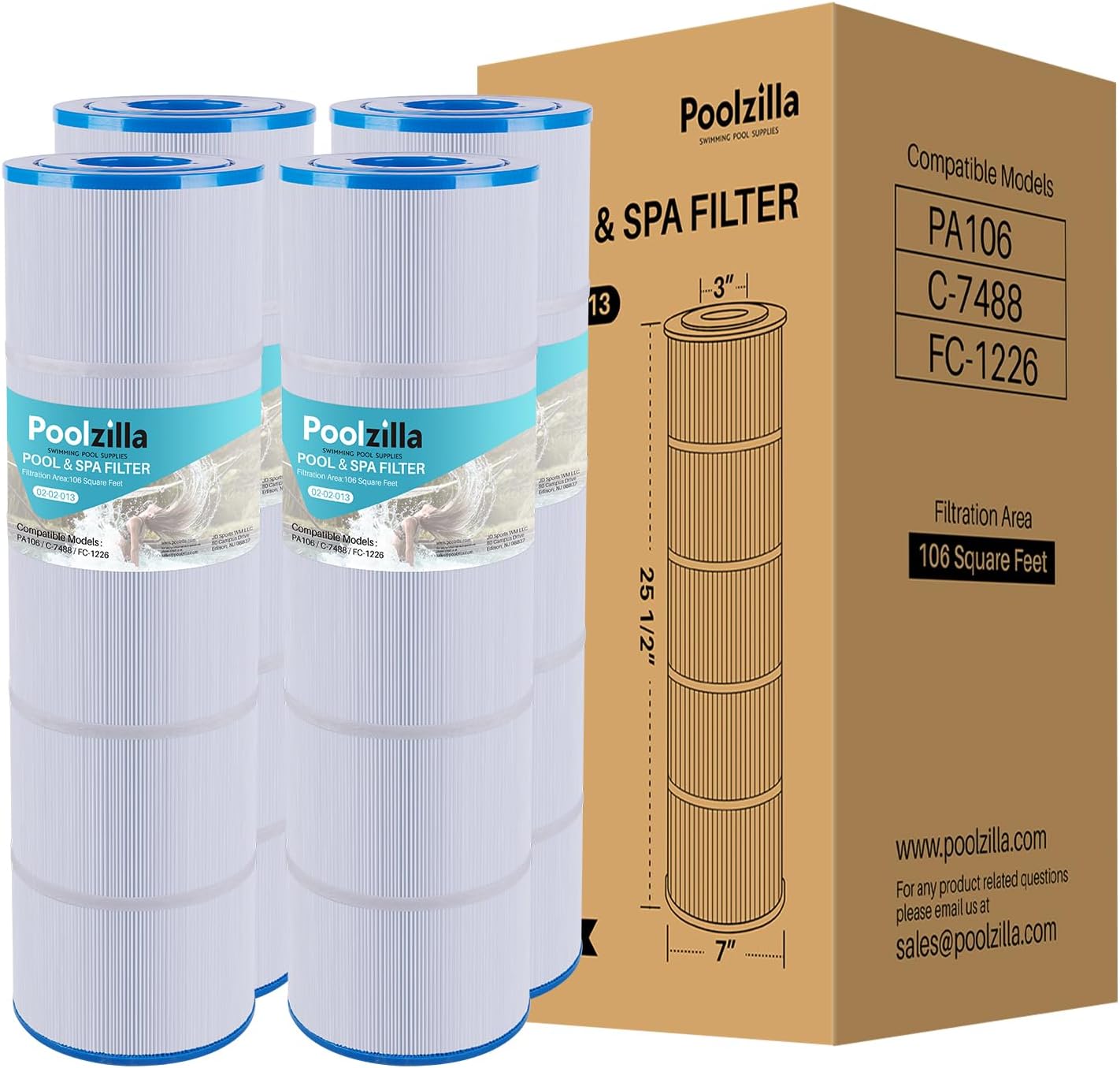 Cartridge Filter Pool Zilla - 106 Sq Ft - 4 Pack - #33284