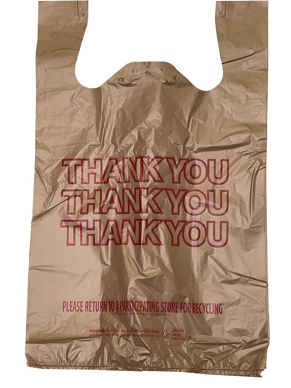 Bag T-Shirt Flat Thank You Red/Grey - 1,000 Pack - 12"x7"x22"