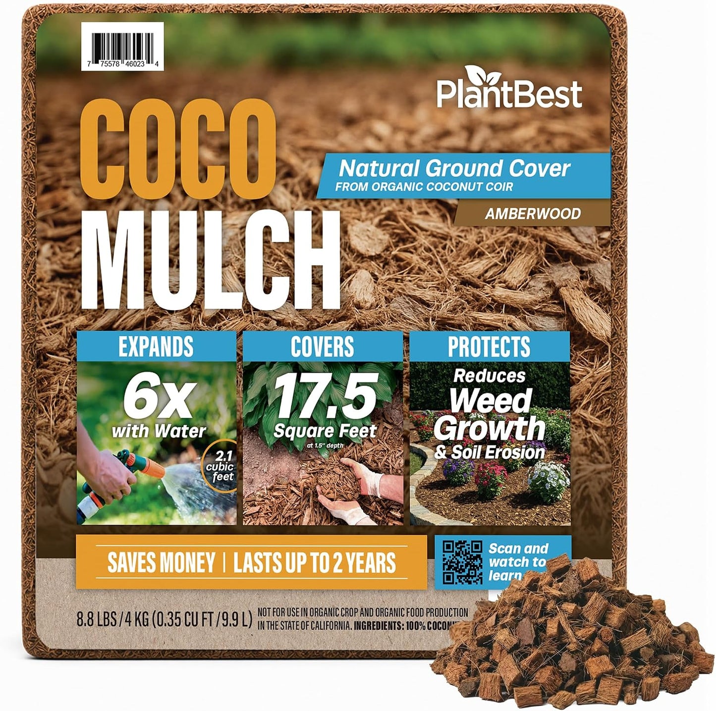Coco Mulch - Plant Best - 8.8 Lbs - Covers 17.5 Sq Ft - #33093