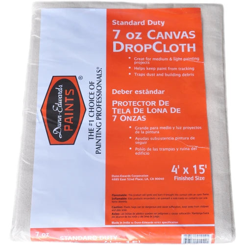 Drop Cloth Standard Duty - 4'x15' - 7 Oz Canvas - #22002