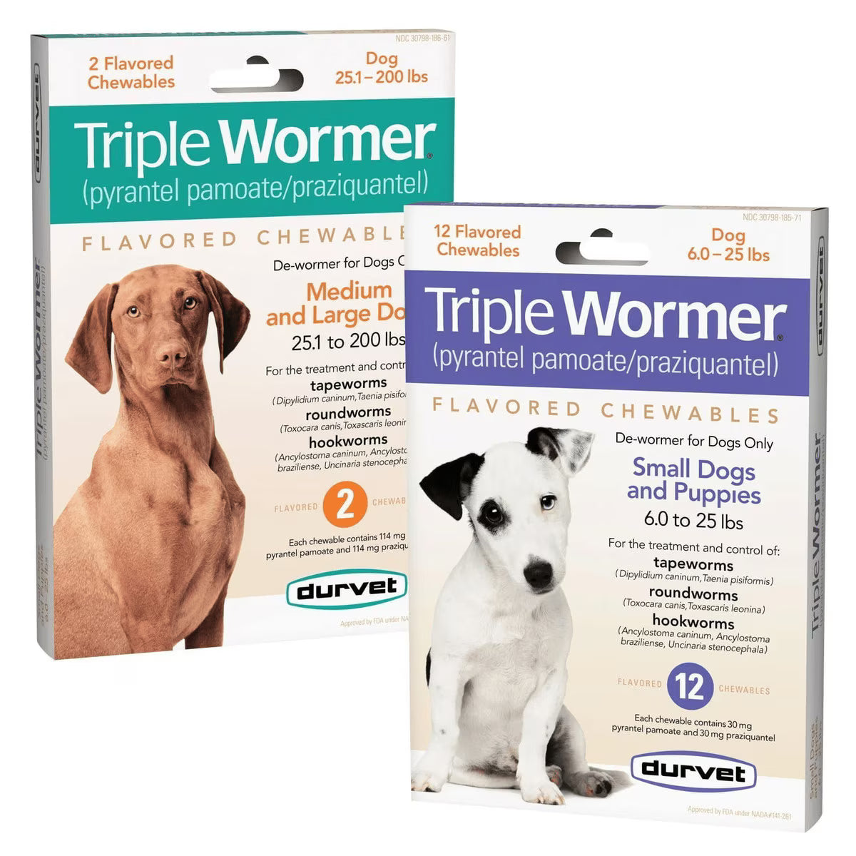 Wormer Triple Chewable - 6-25 lbs - #13447