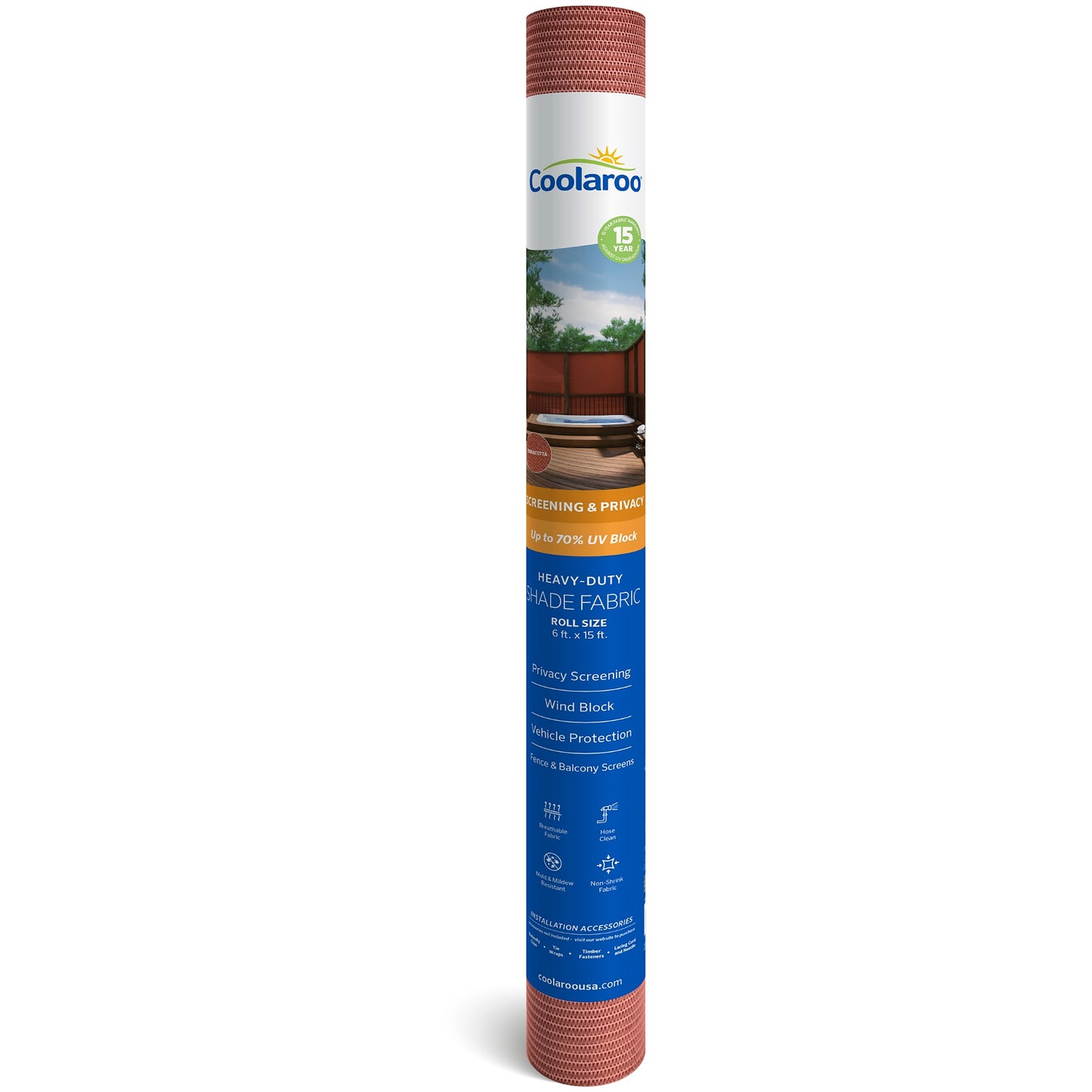 70% Terra Cotta Red Shade Fabric - Medium Duty - 6'x15' - Coolaroo - #27352