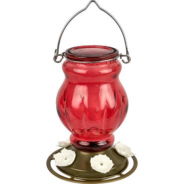 Ruby Visions Antique Glass Hummingbird Feeder - 25 oz - #32679