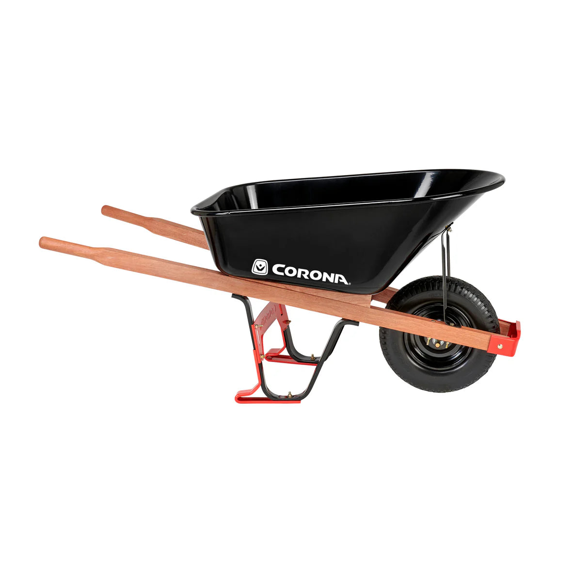 Wheelbarrow Professional Steel Corona - 6 CF - Wood Handles - Flat Free Tire - #31881