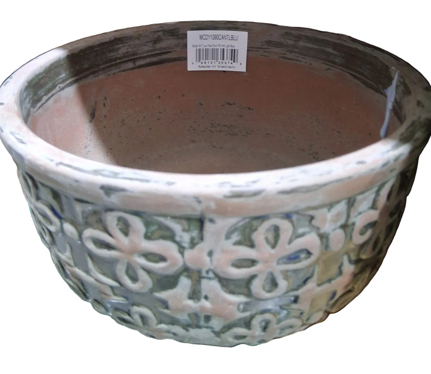 Light Blue Antique Petal Planter Pot - 9.5" - #30097