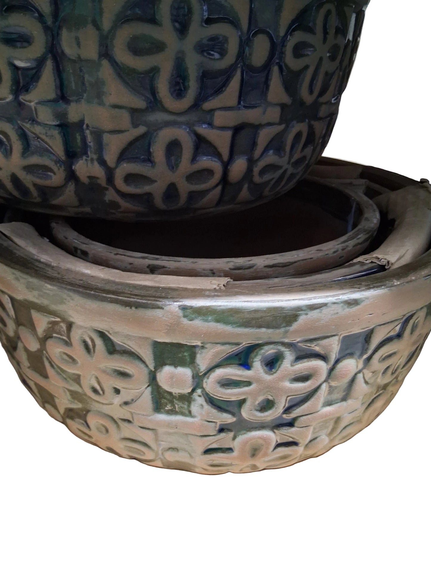 Light Blue Antique Low Petal Planter Pot - 14.2" - #30095