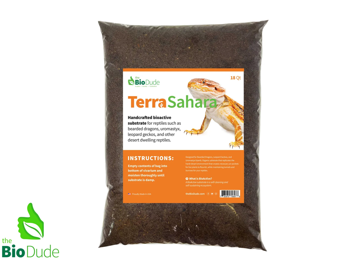 Terra Sahara® – Handcrafted Bioactive Substrate for Desert Reptiles By The Biodude - 18 Qt - #31295