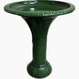 Bird Bath Ironstone Forest Green - 18"