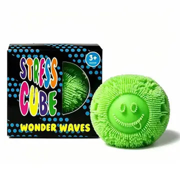 Green Stress Cube Fuzz Ball Squishy Toy - #33016
