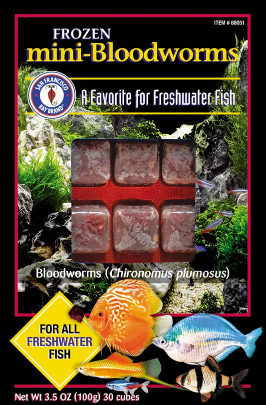 San Francisco Bay Brand Mini Bloodworms Frozen - 1.75 oz - 36 cubes - #31754