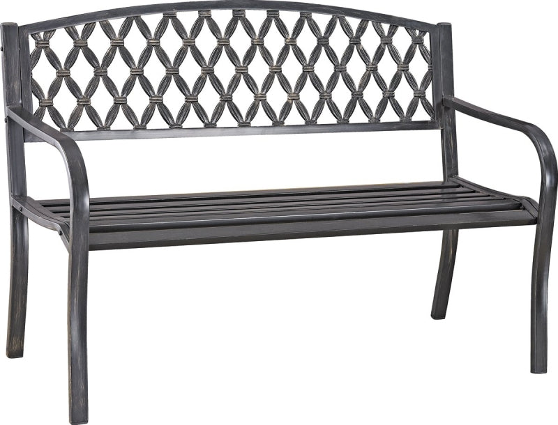 Cross Pattern Steel Frame Park Bench - Black - 51.25" - #28477