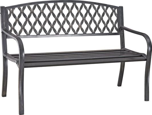 Cross Pattern Steel Frame Park Bench - Black - 51.25" - #28477