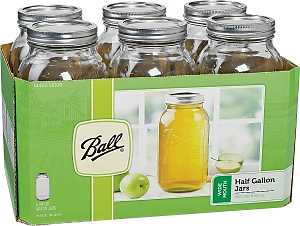 Jar Wide Mouth Ball W/ Lids - Half Gallon - #8816