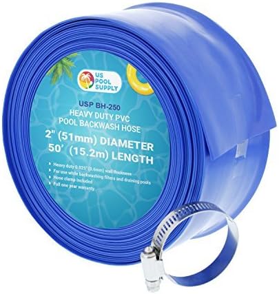 Blue Back Wash Hose w/ Clamp - 2" x 50' - Heavy Duty - #33232
