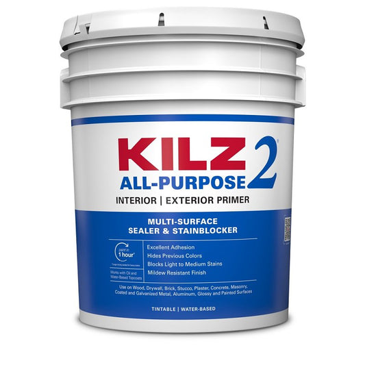 Kilz 2 Water Base Primer / Sealer - All Purpose - White - 5 Gallon - #32959