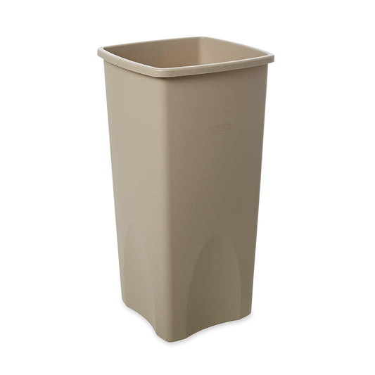 23 Gallon Square Beige Trash Can w/ No Lid - Rubbermaid - #