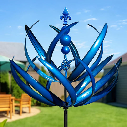 Wind Spinner for Garden and Yard - Blue Lotus - 91" - #32330