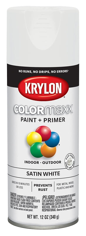 Satin White Spray Paint - Krylon - Super Maxx - 12 OZ - #19951