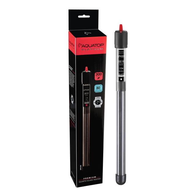 Heater Aquarium Submersible Quartz Platinum - 300 Watt - Up to 55-100 gallons - Aquatop - #31813