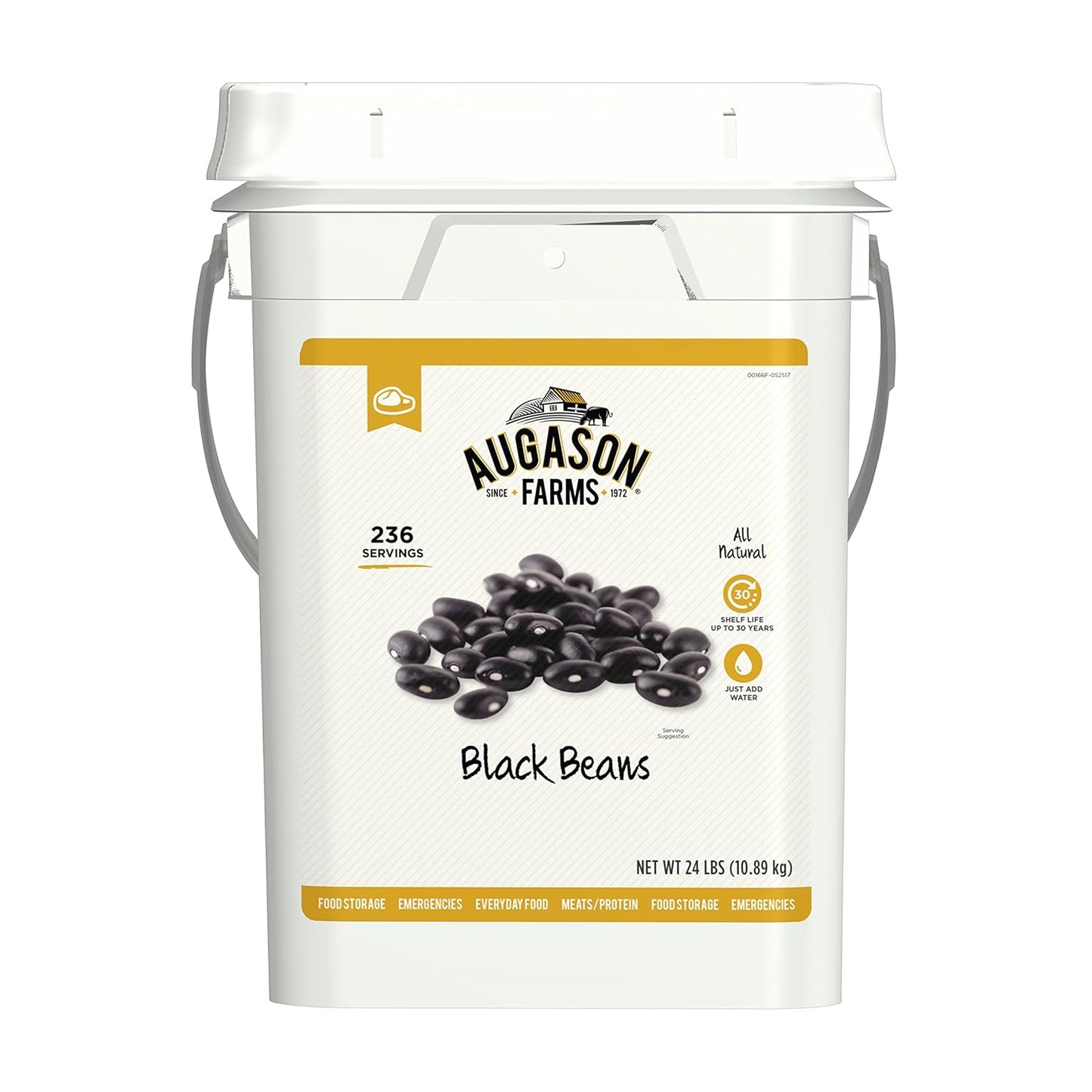 Black Beans - 24 Lb Bucket  - Augason Farms - #23466