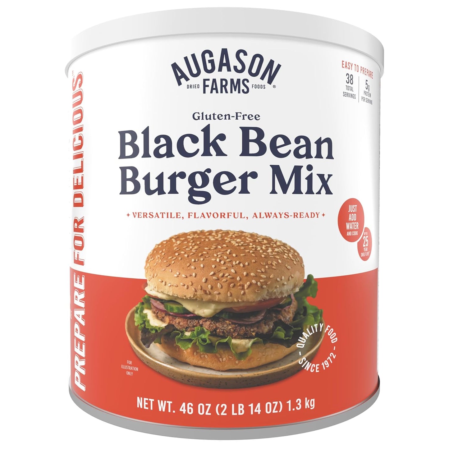 Black Bean Burger Mix - Augason Farms - 46 oz Can - #32446