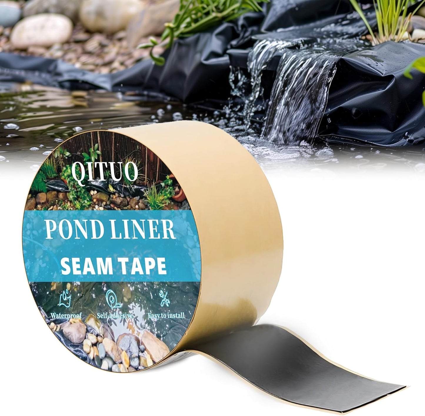 Ponder Liner Seam Tape - Qituo - Black - Double Sided - 3" x 30' - #32854