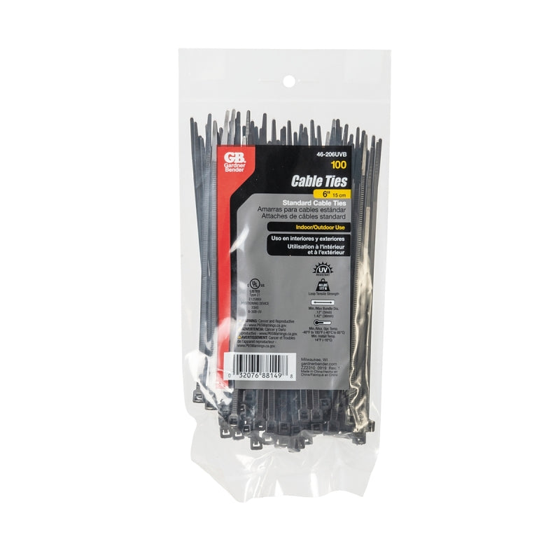 Cable Tie Standard - Black - 6" - 100 Pack - #28892