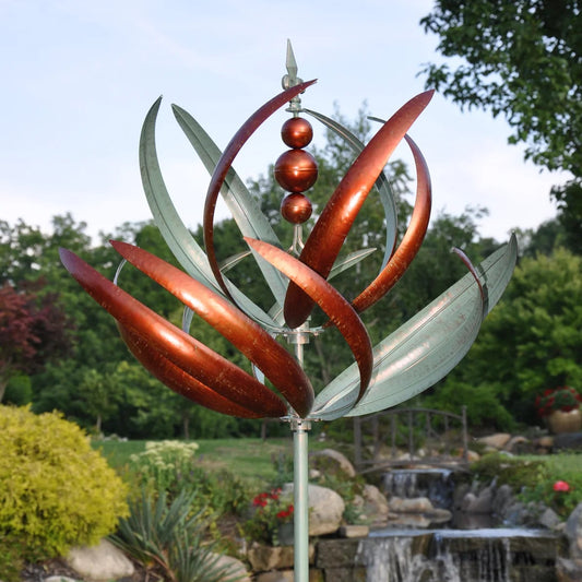 Copper/Verde Spring Reeds - Wind Spinner - Marshall - 27"w x 87"h - #32770