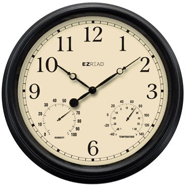 Thermometer - Indoor/Outdoor Clock - Headwind EZ Read - 15" - Black