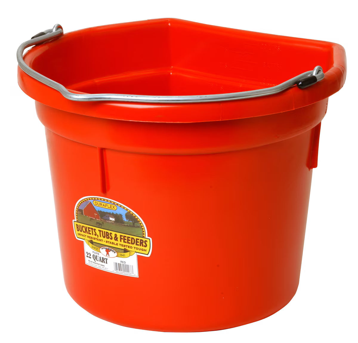 Bucket Feed Tub Flat Back Red - 22 Quart - #14686