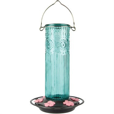 Antique Glass Gravity Hummingbird Feeder - Teal - Nature's Way - 28 oz - #32677