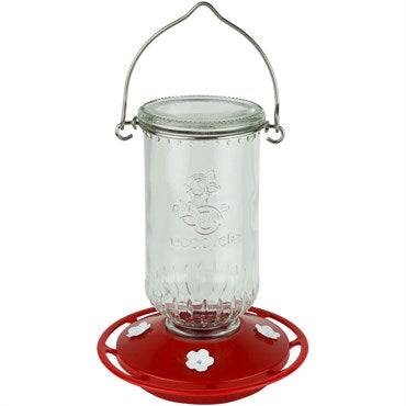 Ruby Roost Glass Hummingbird Feeder - Red - 17 oz - #32686