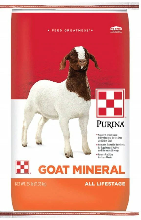 Mineral Goat Feed - Purina - All Life Stages - Red / Orange / White - 25 Lbs - #9180
