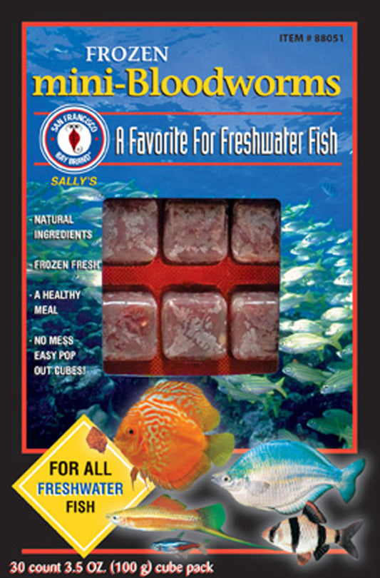 San Francisco Bay Brand Mini Bloodworms Frozen - 3.5 oz - 30 cubes - #32247