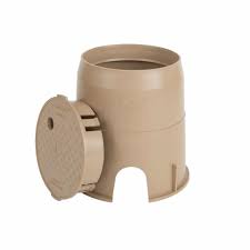 Round Tan Valve Box Pit w / Lid - 7'' - #2013