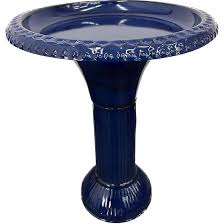 Bird Bath Ironstone Oceanside Blue - 18"
