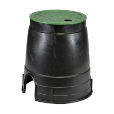 Round Black Valve Box Pit w/ Green Lid - 6" - #31904