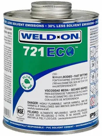 721 Eco Blue PVC Glue - Weld On - 1/2 Pint - #9206