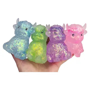 Highland Cow Squishy Toy Glitter with Clear Horns - #33022