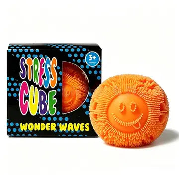 Orange Stress Cube Fuzz Ball Squishy Toy - #33015