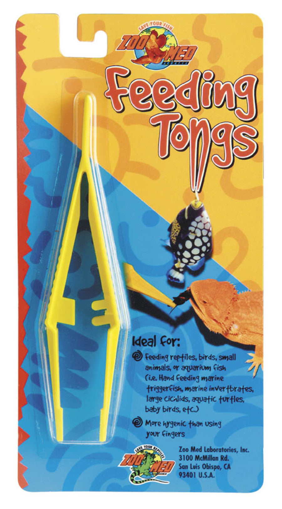 Feeding Tongs - Yellow Plastic - Deluxe High Quality - 6" - #32240