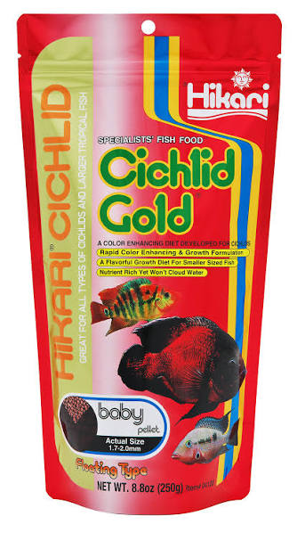 Cichlid Fish Pellets Gold - 8.8 oz - Baby - Hikari - #33340