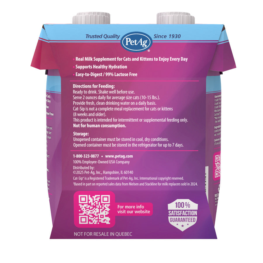 Cat-Sip Real Milk Supplement for Cats & Kittens - 4 Pack - #32950