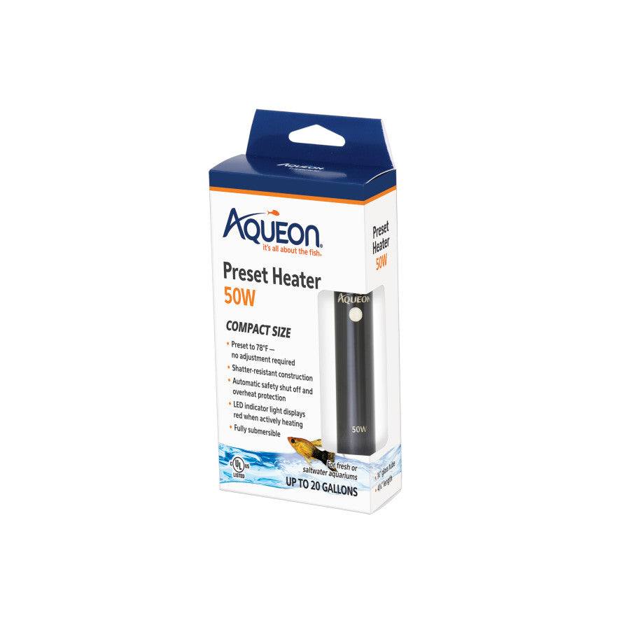Heater Aquarium Preset - 78°F - 50 Watt - Up to 20 Gallons - #31991
